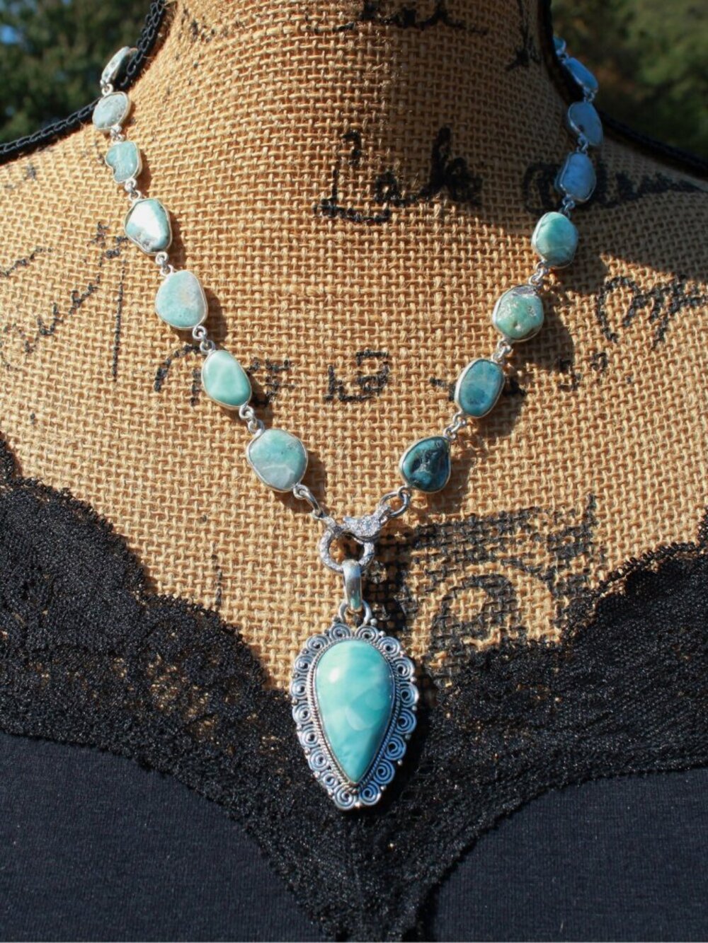 Captivating Larimar Necklace, 19 Inches, with Pendant